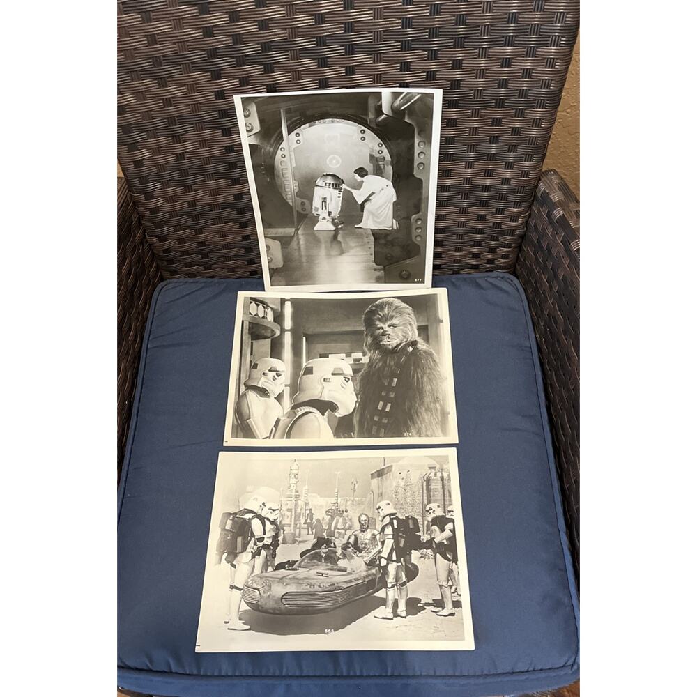 Lot Of 3 Photos Photograph Prints Star Wars Princess Leia R2-D2 Chewbacca